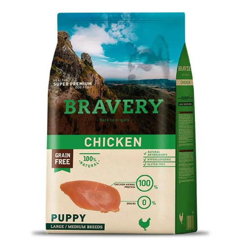 Bravery Puppy Medium Large Chicken 4Kg