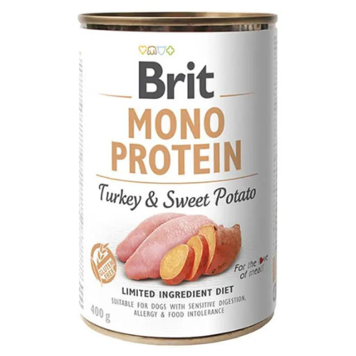 Brit Mono Protein Turkey & Sweet Potato Alimento Húmedo Perro 400 Gr