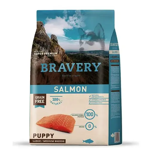 Bravery Puppy Medium Large Salmon 12Kg