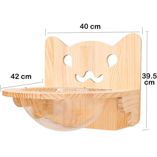 [KF8817] 	
Repisa Madera Gato Con Cúpula Cama Pared