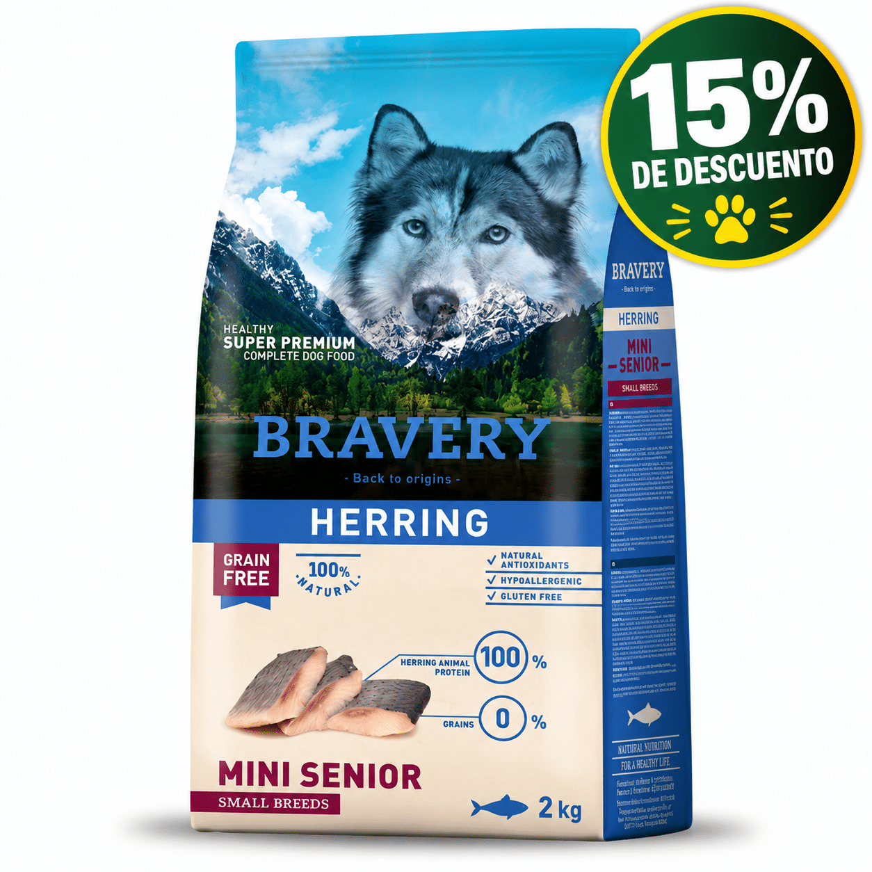 Bravery Arenque para Perros Senior Razas Pequeñas