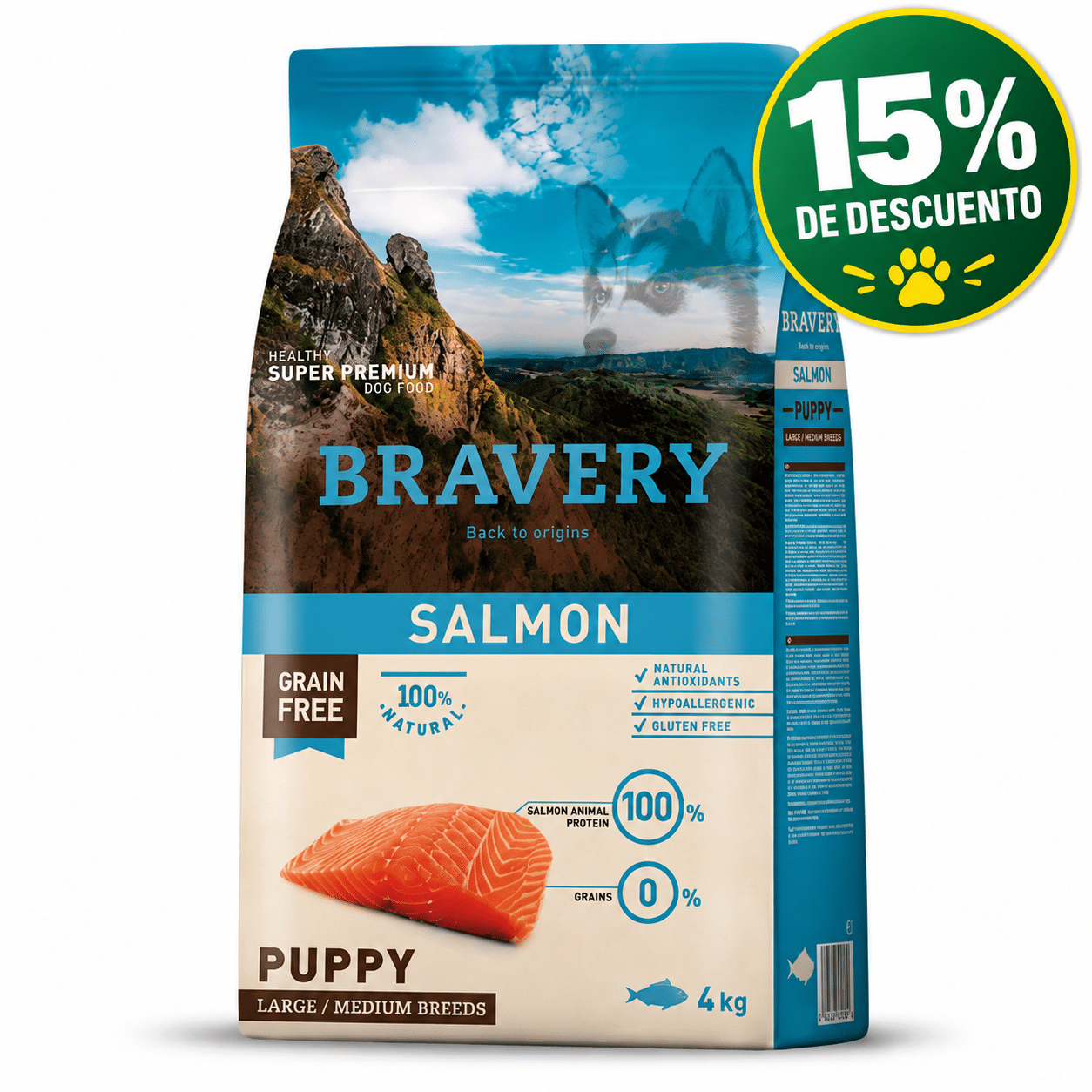 Bravery Cachorro Salmón Raza Grande y Mediana